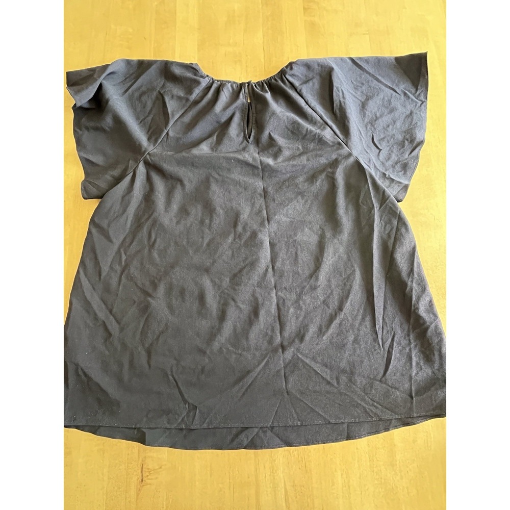 Alex Marie Blouse Women's Sz L Large Black Short Sleeve Flowy Boho Top Workwear - Picture 8 of 9